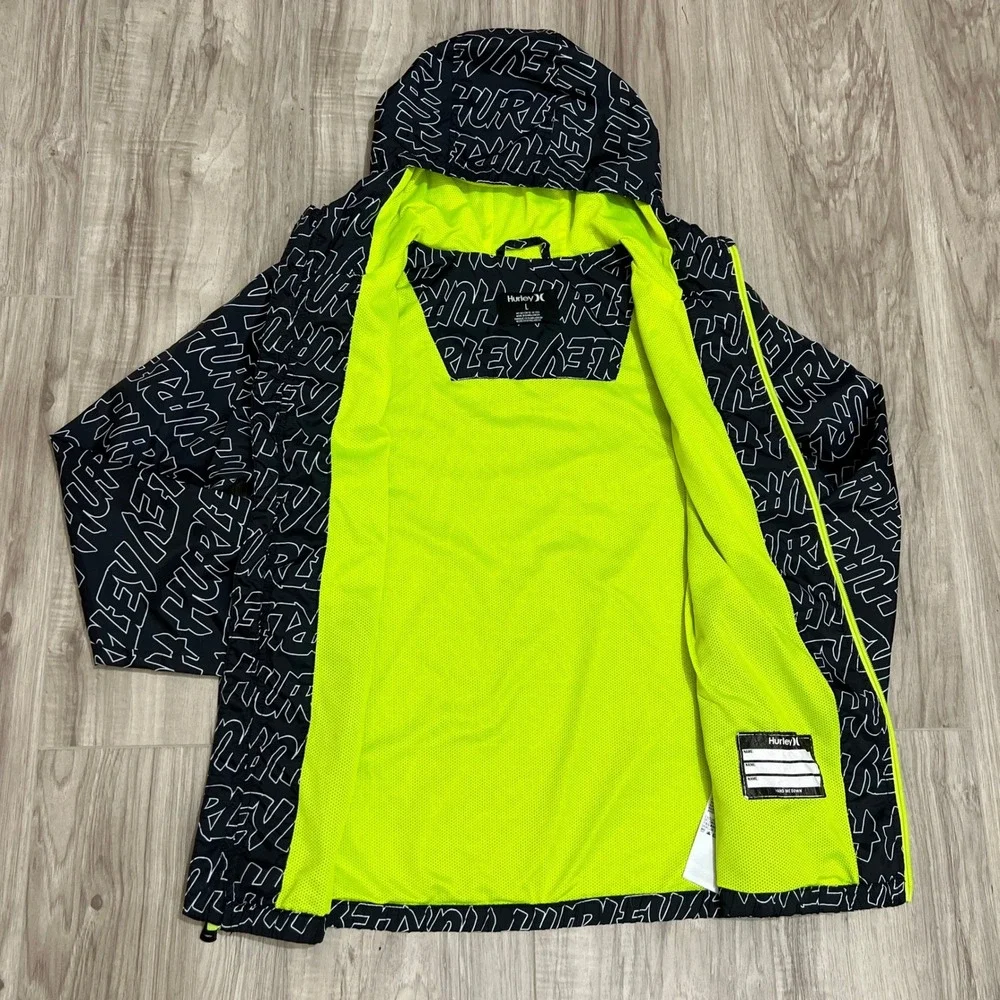 Hurley Youth Boys L 12-13 Yrs Lightweight Rain Windbreaker Hooded Jacket Coat